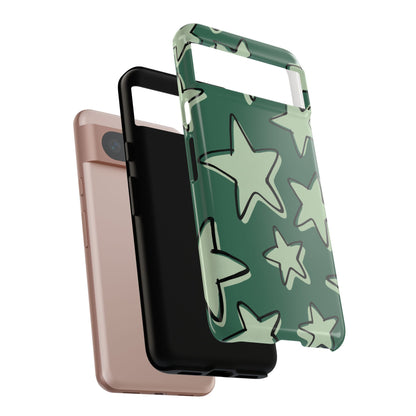 Forest Green Doodle Star Phone Case