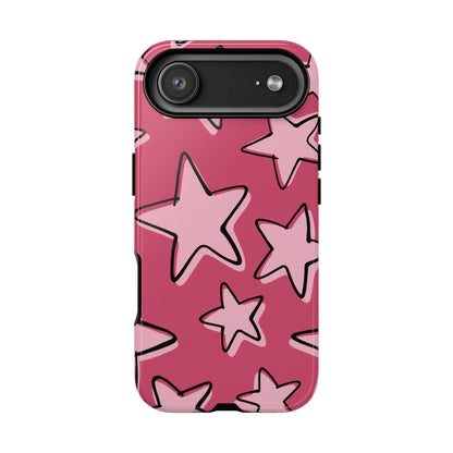 Raspberry Pink Doodle Star Phone Case