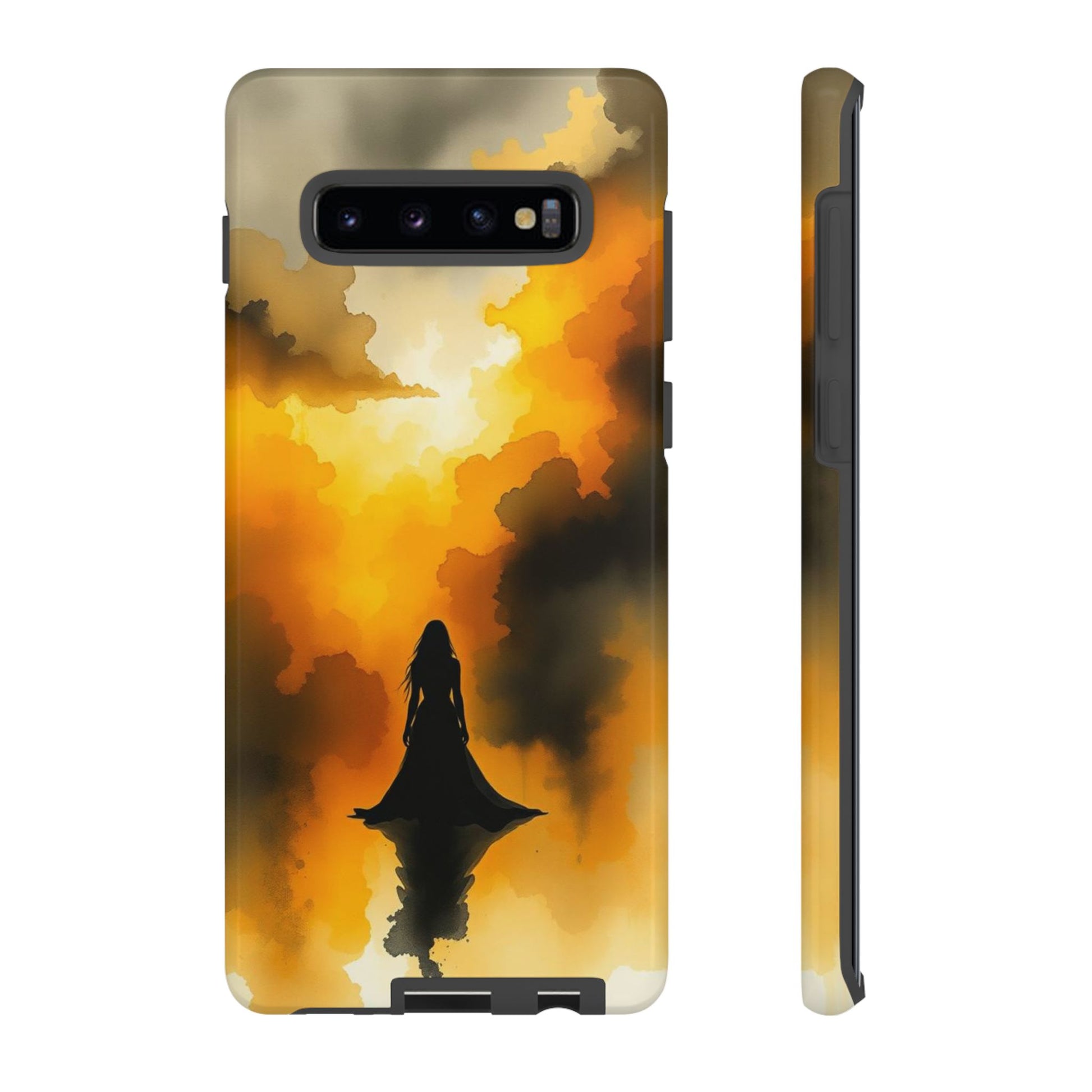 Watercolour Gothic Woman in Black Phone Case - Multicolor Phone Case - Samsung Galaxy S10 Plus / Glossy