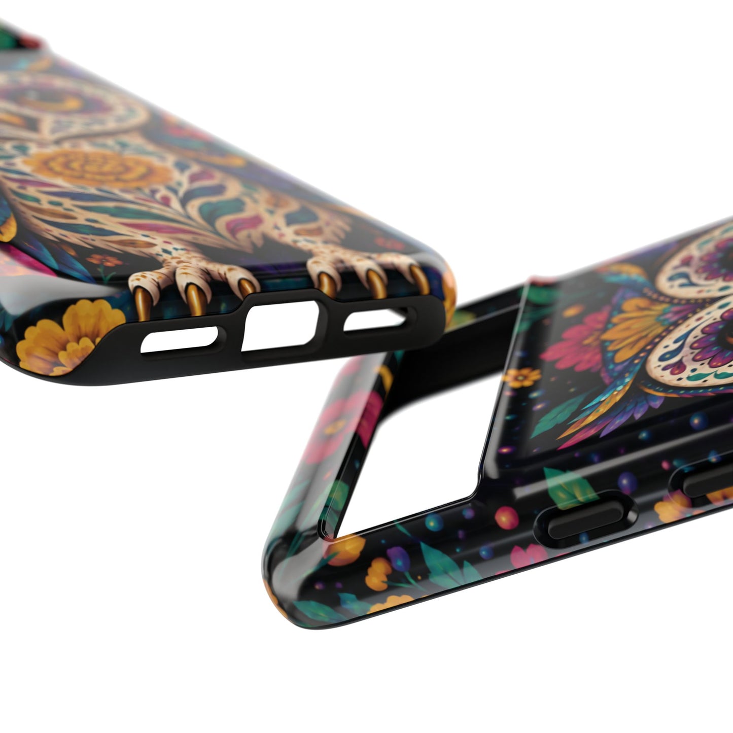 Vibrant Purple and Teal Calavera Owl Phone Case - Multicolor Phone Case