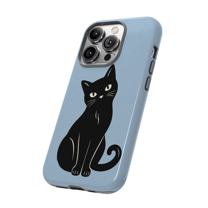 Minimalist Powder Blue & Black Cat Phone Case
