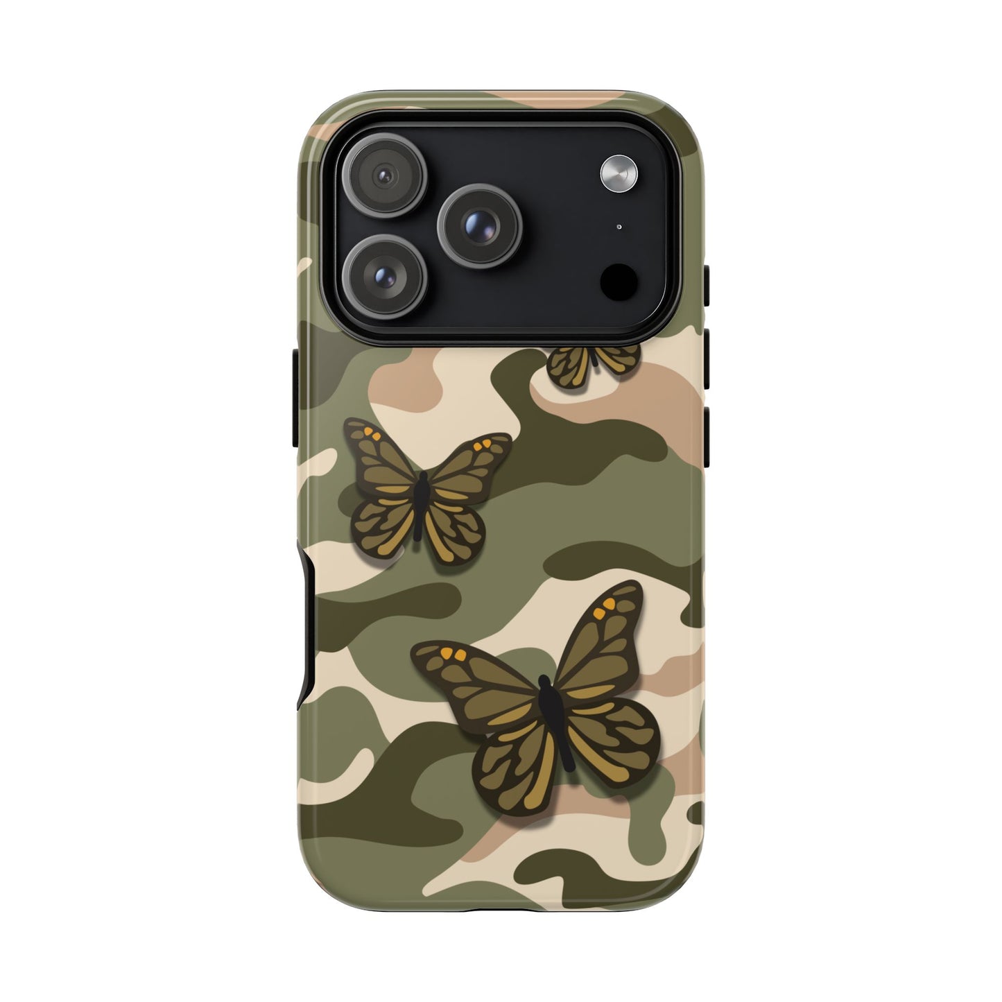 iPhone 17 Pro / Glossy Phone Case - Green Butterfly Camo Phone Case