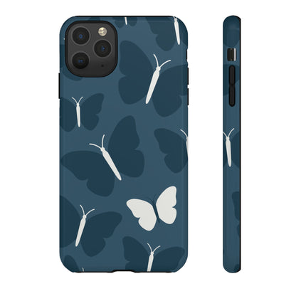 Minimalist Dark Blue Butterfly Pattern Phone Case - Blue Phone Case - iPhone 11 Pro Max / Glossy