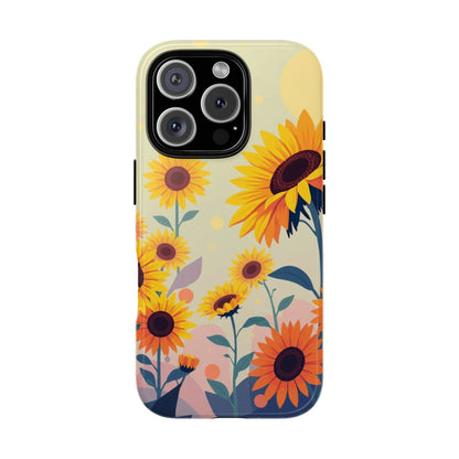 iPhone 16 Pro / Glossy Phone Case - Modern Flat Sunflower Design Phone Case