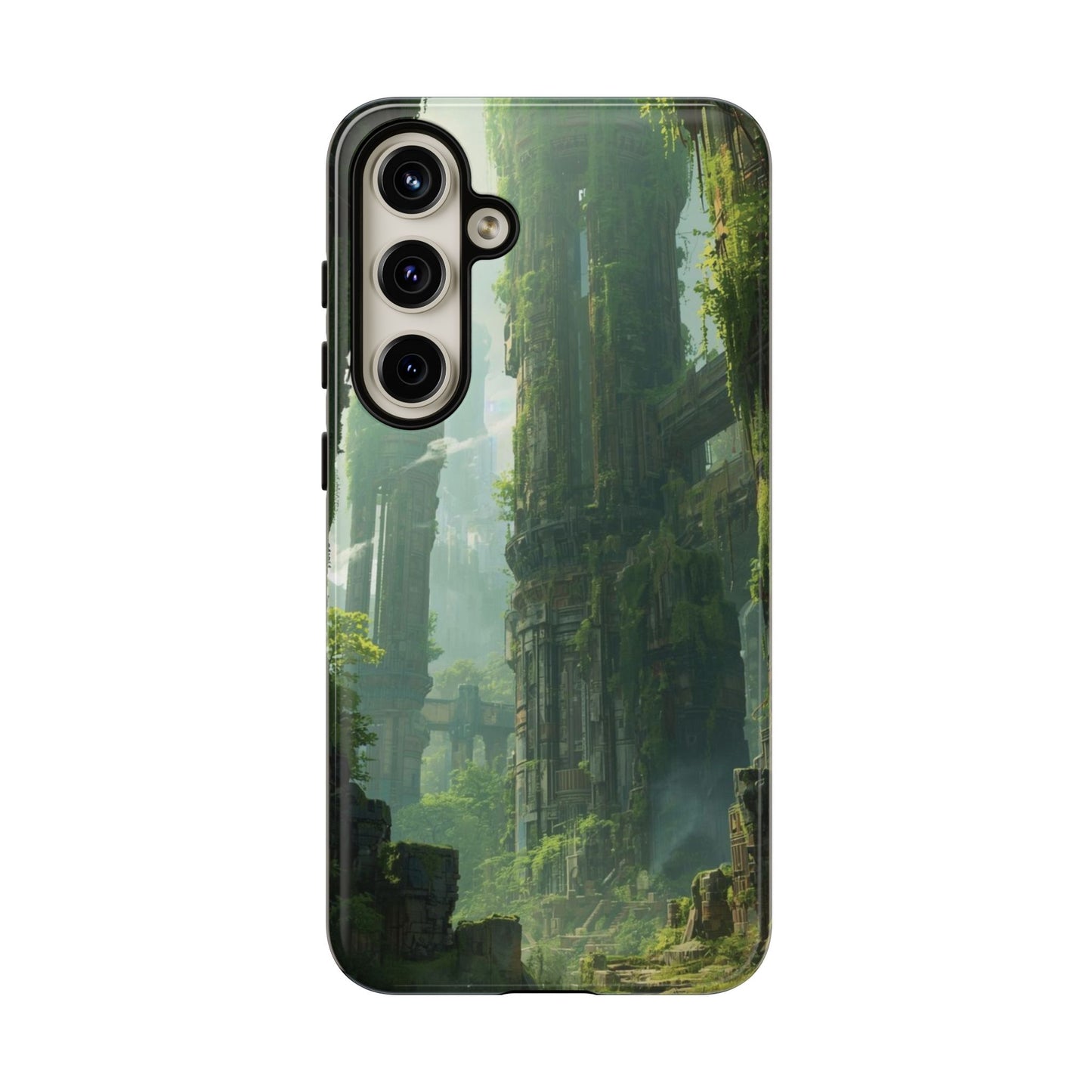 Samsung Galaxy S24 Plus / Glossy Phone Case - Overgrown Future Ruins Sci-fi Phone Case