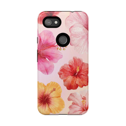 Google Pixel 3a XL / Glossy Phone Case - ’Pink Hibiscus Pattern #1’ Phone Case