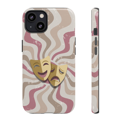 Comedy & Tragedy Masks – Pink Minimal Retro Wave Phone Case - Pink Phone Case - iPhone 13 / Glossy