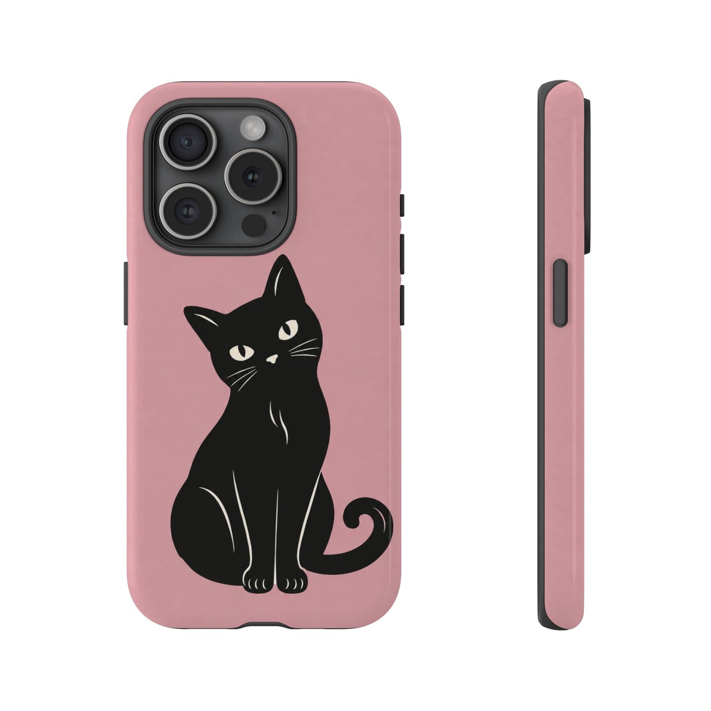 Minimalist Blush Pink & Black Cat Phone Case