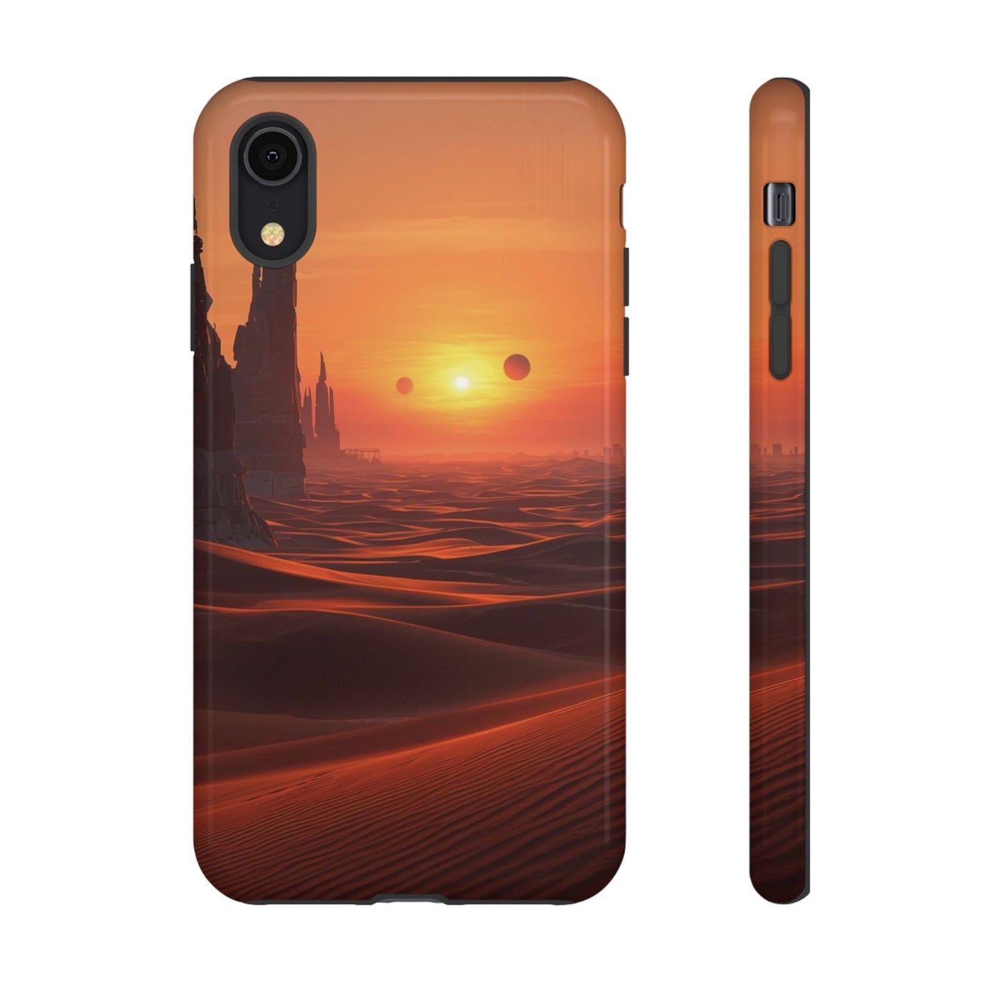 Twin Suns Desert World Sci-fi Phone Case - Orange Phone Case - iPhone XR / Glossy