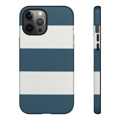iPhone 12 Pro Max / Glossy Phone Case - Blue & White Horizontal Stripe Pattern Phone Case