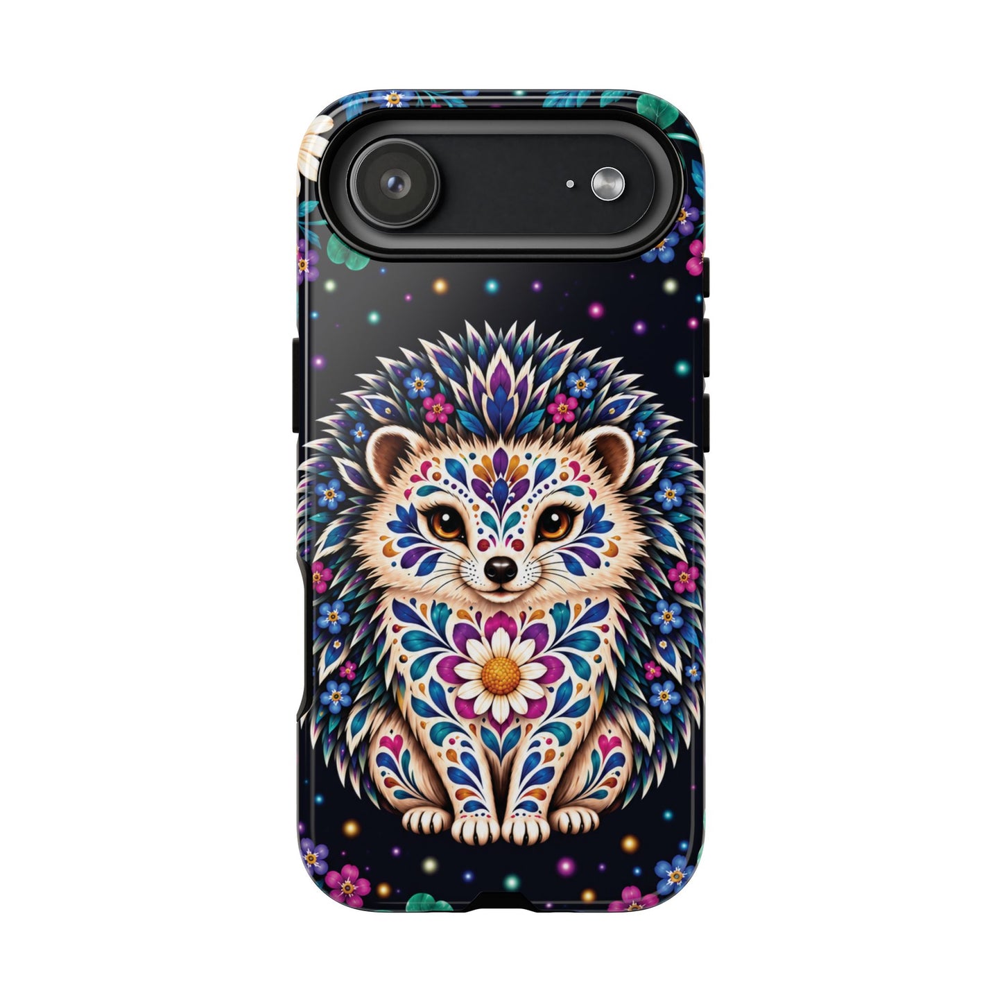 Vibrant Purple and Teal Calavera Hedgehog Phone Case - Multicolor Phone Case - iPhone 17 Air / Glossy