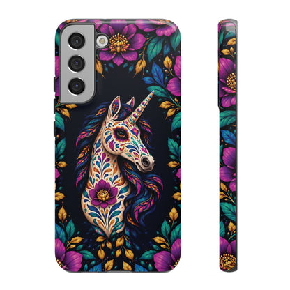 Elegant Purple and Teal Calavera Unicorn Phone Case - Phone Case - Samsung Galaxy S22 Plus / Glossy