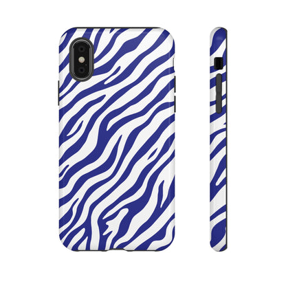 Stylish Electric Blue Zebra Print Phone Case