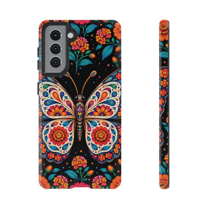 Vibrant Orange and Turquoise Calavera Butterfly Phone Case - Multicolor Phone Case - Samsung Galaxy S21 / Glossy