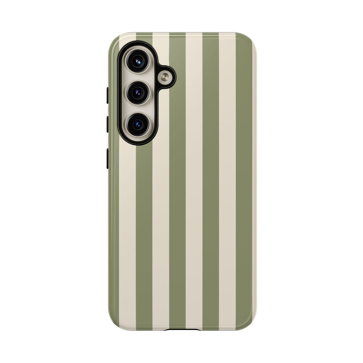 Olive & Beige Stripe Pattern Phone Case - Green Phone Case - Samsung Galaxy S24 / Glossy