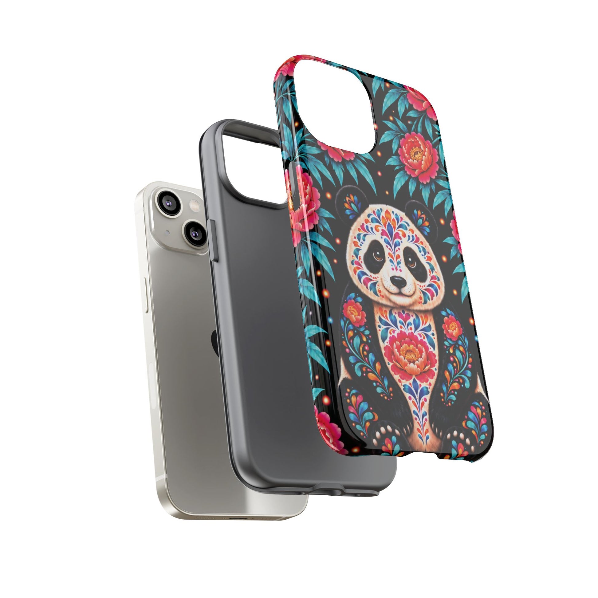 Cute Pink and Turquoise Calavera Panda Phone Case - Multicolor Phone Case