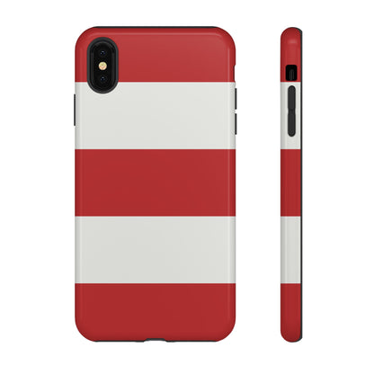 iPhone XS MAX / Glossy Phone Case - Red & White Horizontal Stripe Pattern Phone Case