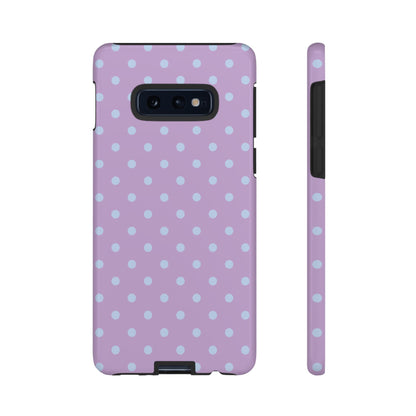 Samsung Galaxy S10E / Glossy Phone Case - Trendy Lilac & Ice Blue Dot Pattern Phone Case