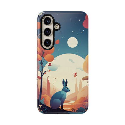 Samsung Galaxy S24 / Glossy Phone Case - Stylised Blue Hare Design Phone Case