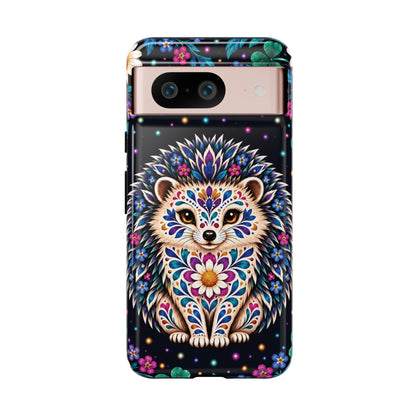 Vibrant Purple and Teal Calavera Hedgehog Phone Case - Multicolor Phone Case - Google Pixel 8 / Glossy