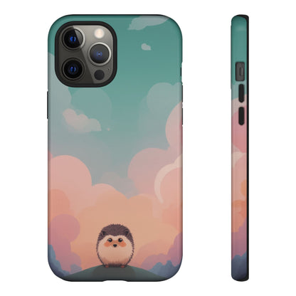 iPhone 12 Pro Max / Glossy Phone Case - Cute Hedgehog & Cloud Design Phone Case