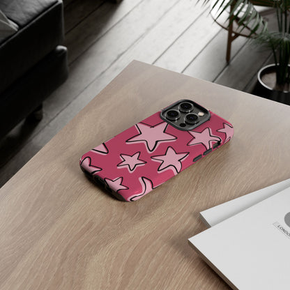 Raspberry Pink Doodle Star Phone Case