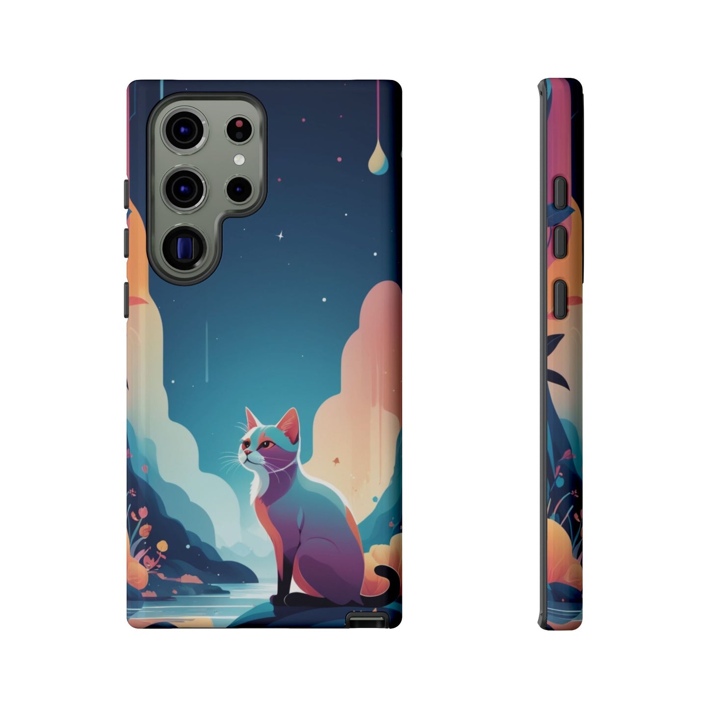 Samsung Galaxy S23 Ultra / Glossy Phone Case - Stylised Cat Design Phone Case