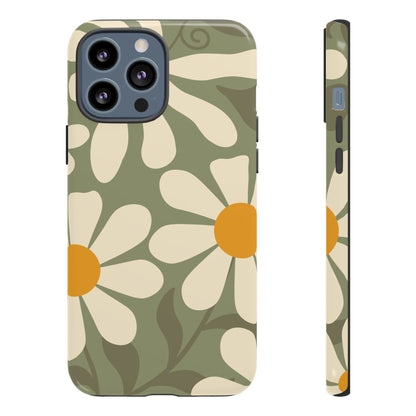 Retro Green Daisy Pattern #2 Phone Case - Green Phone Case - iPhone 13 Pro Max / Glossy