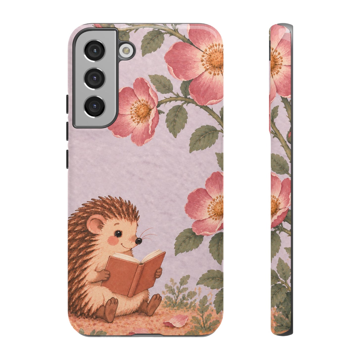 Whimsical Lilac Hedgehog and Wild Rose Phone Case - Purple Phone Case - Samsung Galaxy S22 Plus / Glossy