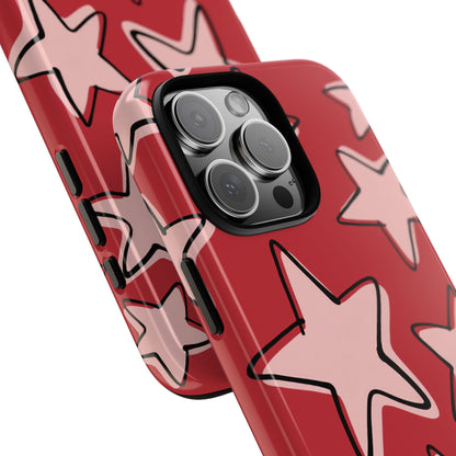 Cherry Red Doodle Star Phone Case