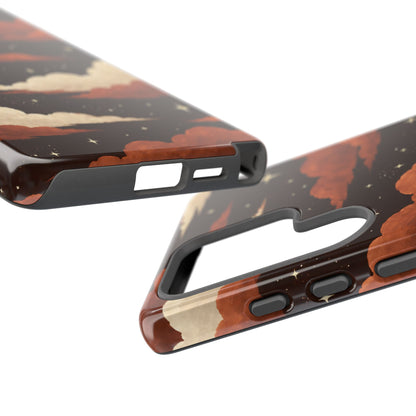 Illustrated Burnt Orange Clouds & Stars Phone Case