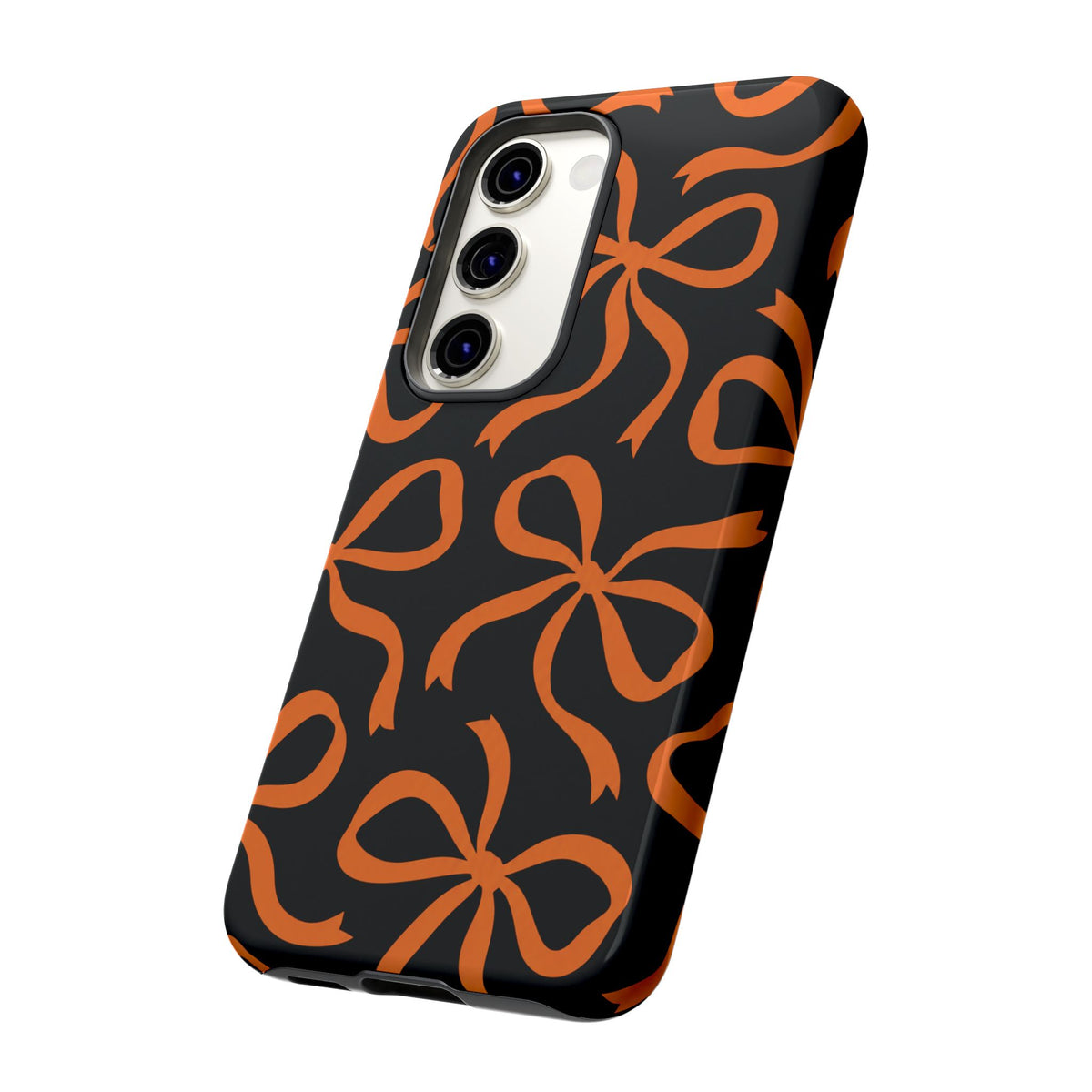 Bold Black and Burnt Orange Bow Pattern Phone Case