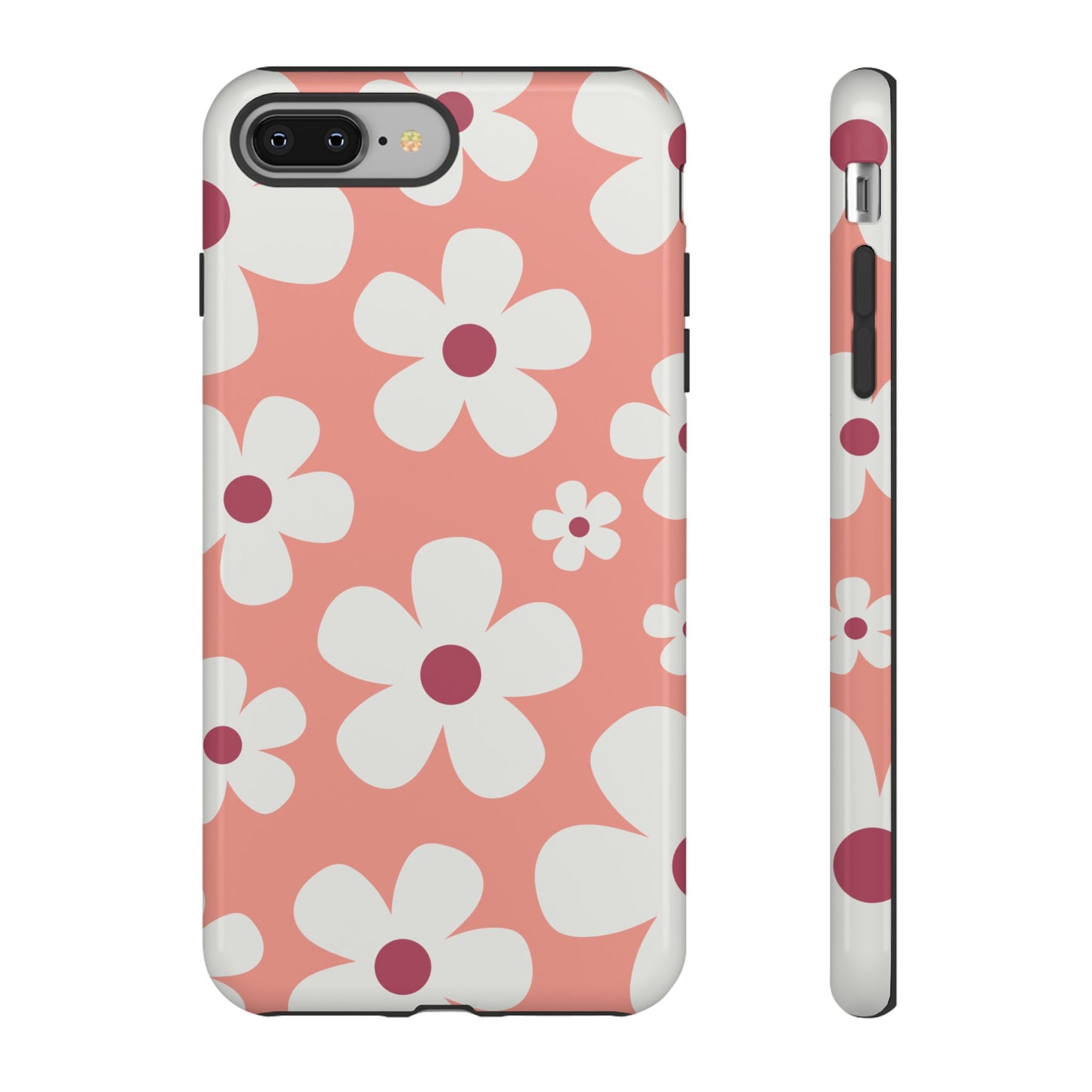 iPhone 8 Plus / Glossy Phone Case - Cute Pink Daisy Pattern #2 Phone Case
