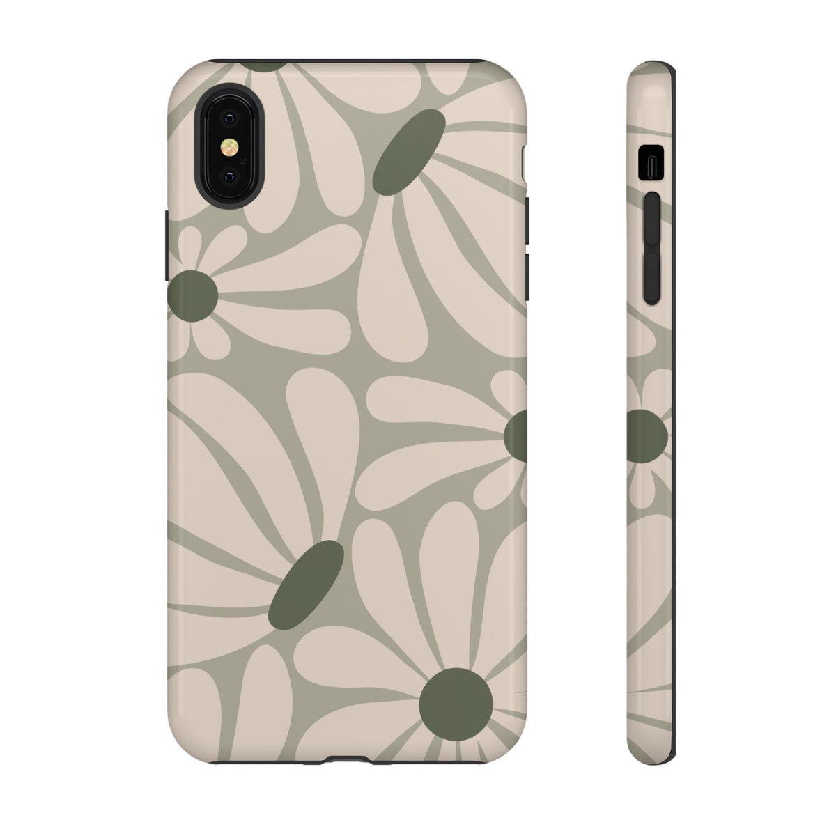 Retro Cream & Green Daisy Pattern Phone Case - White Phone Case - iPhone XS MAX / Glossy