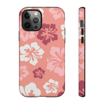 iPhone 12 Pro / Glossy Phone Case - ’Pink Hibiscus Retro Pattern #3’ Phone Case