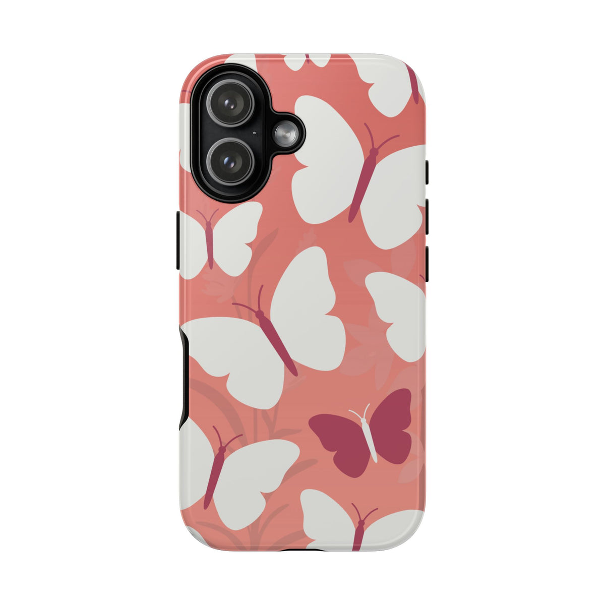 Minimalist Pink Butterfly Pattern Phone Case - Pink Phone Case - iPhone 17 / Glossy