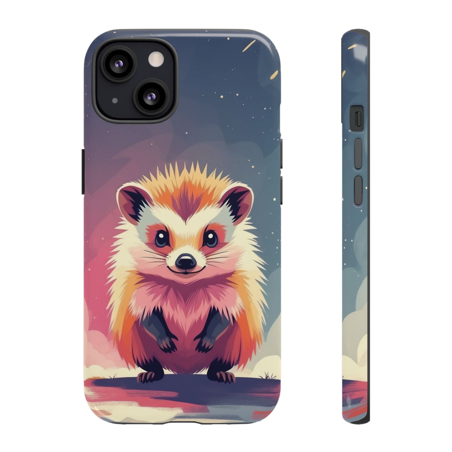 iPhone 13 / Glossy Phone Case - Stylised Hedgehog Design Phone Case