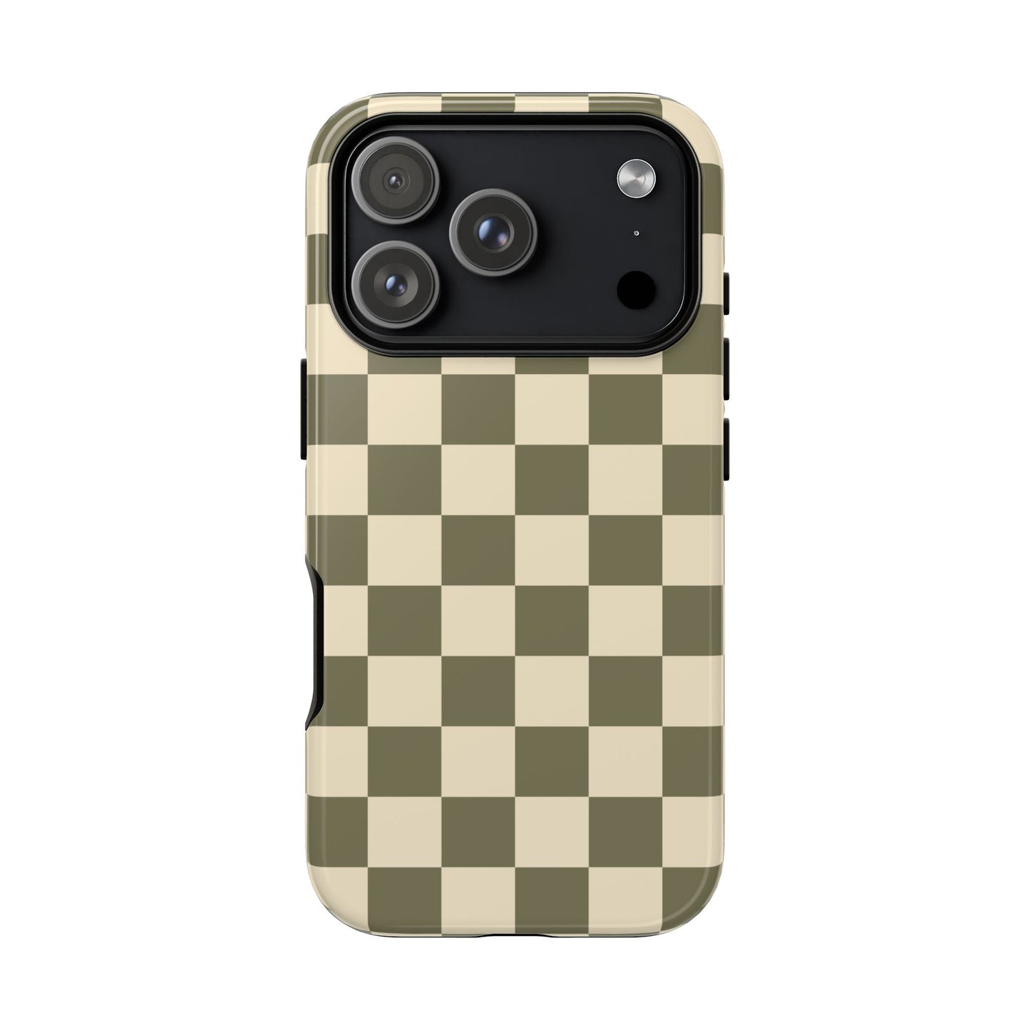 iPhone 17 Pro / Glossy Phone Case - ’Green Checkered Pattern’ Phone Case