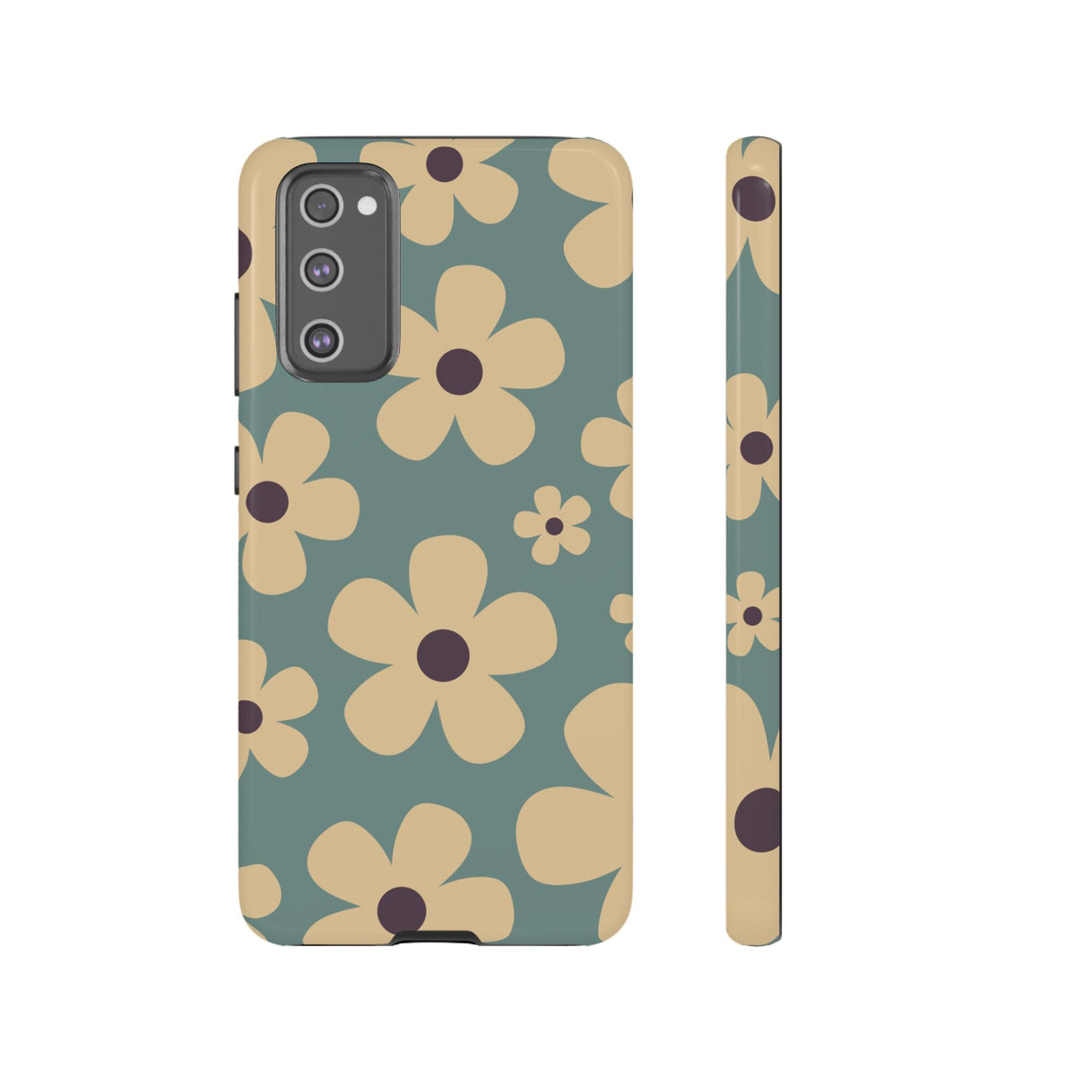 Cute Blue & Cream Daisy Pattern Phone Case - Blue Phone Case - Samsung Galaxy S20 FE / Glossy