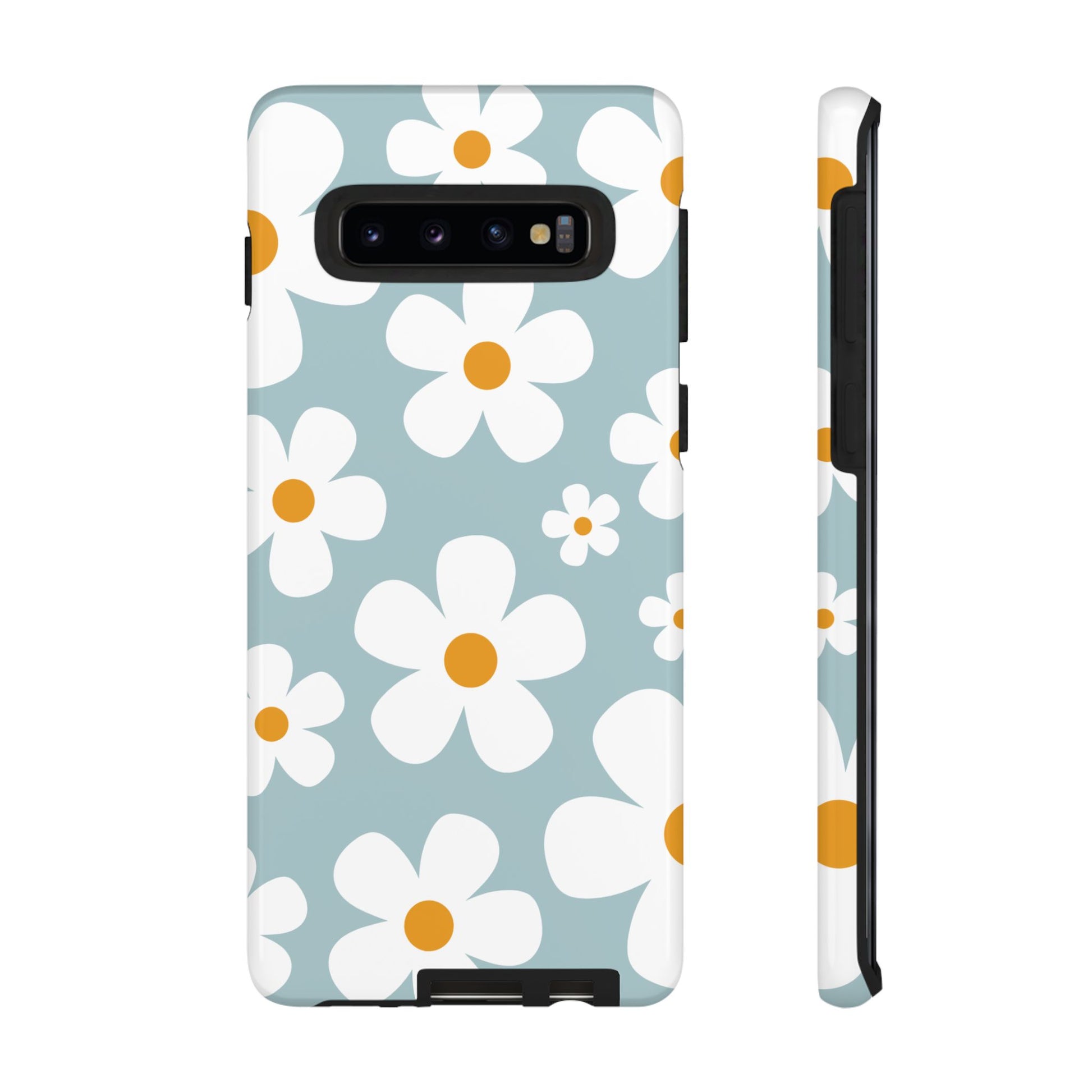 Cute Blue Daisy Pattern Phone Case - Blue Phone Case - Samsung Galaxy S10 / Glossy