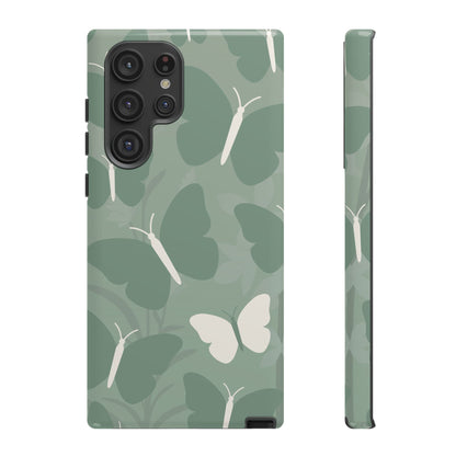 Minimalist Mint Green Butterfly Pattern Phone Case - Green Phone Case - Samsung Galaxy S22 Ultra / Glossy
