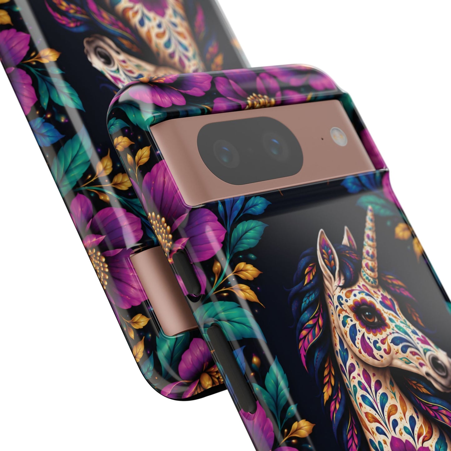 Elegant Purple and Teal Calavera Unicorn Phone Case - Phone Case