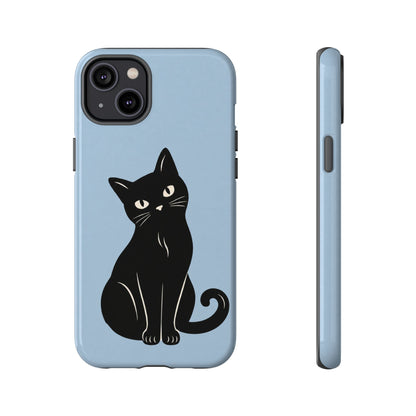 Minimalist Powder Blue & Black Cat Phone Case