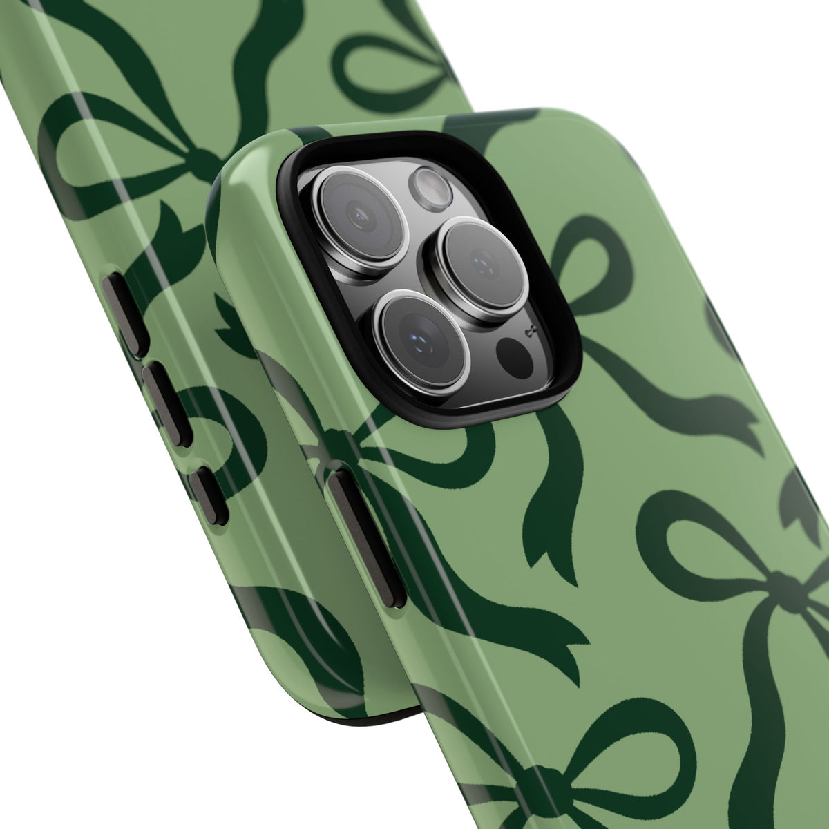 Bold Sage Green and Forest Green Bow Pattern Phone Case - Green Phone Case