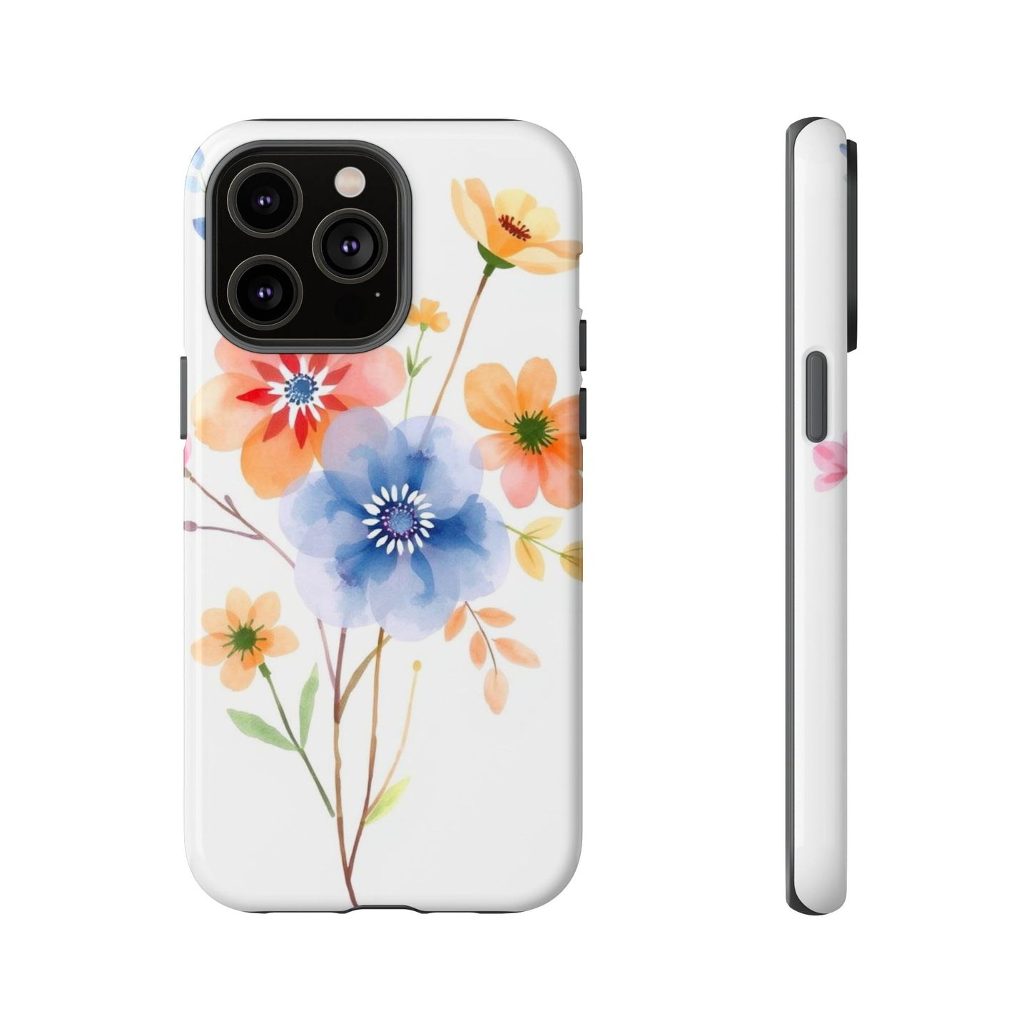 iPhone 14 Pro Max / Glossy Phone Case - Boho Chic Watercolour Bouquet Pattern Phone Case