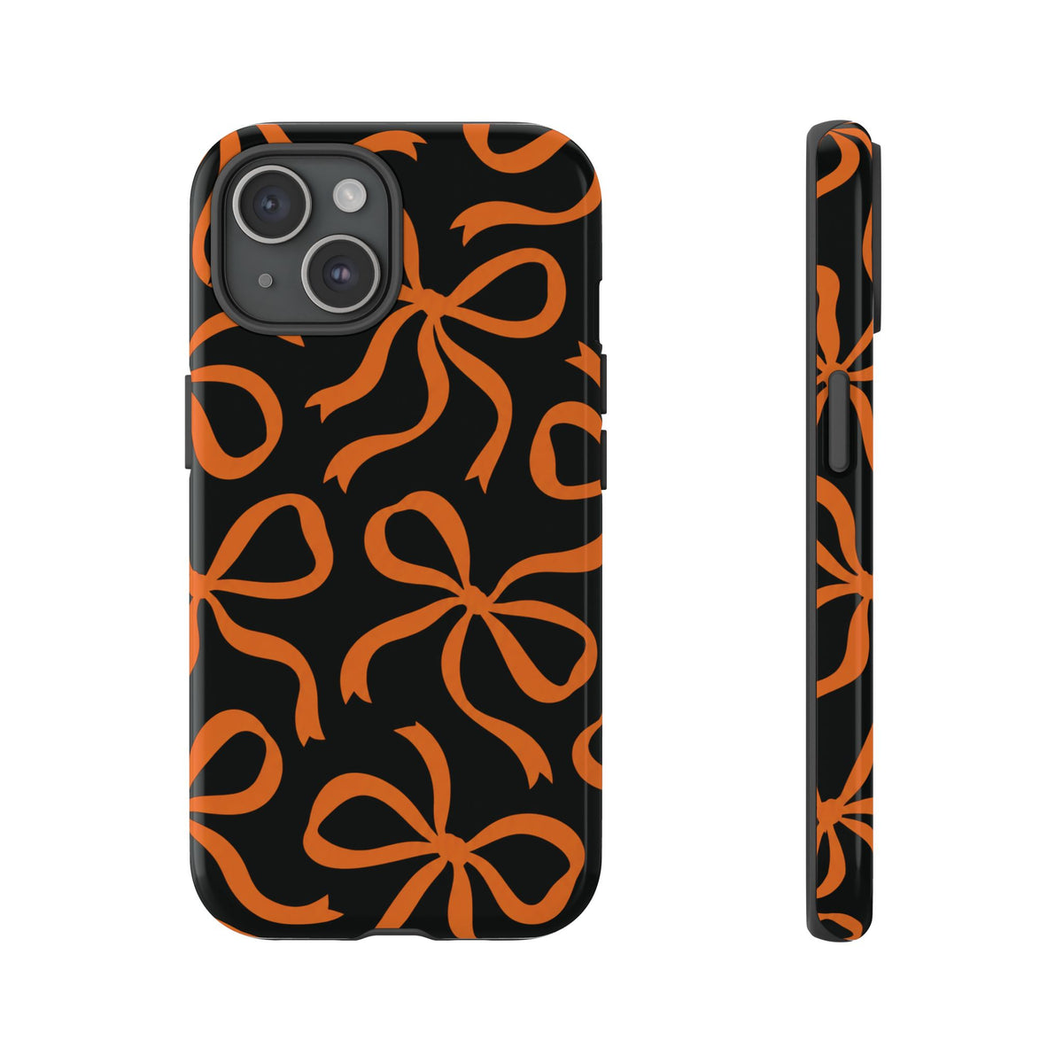 Bold Black and Burnt Orange Bow Pattern Phone Case
