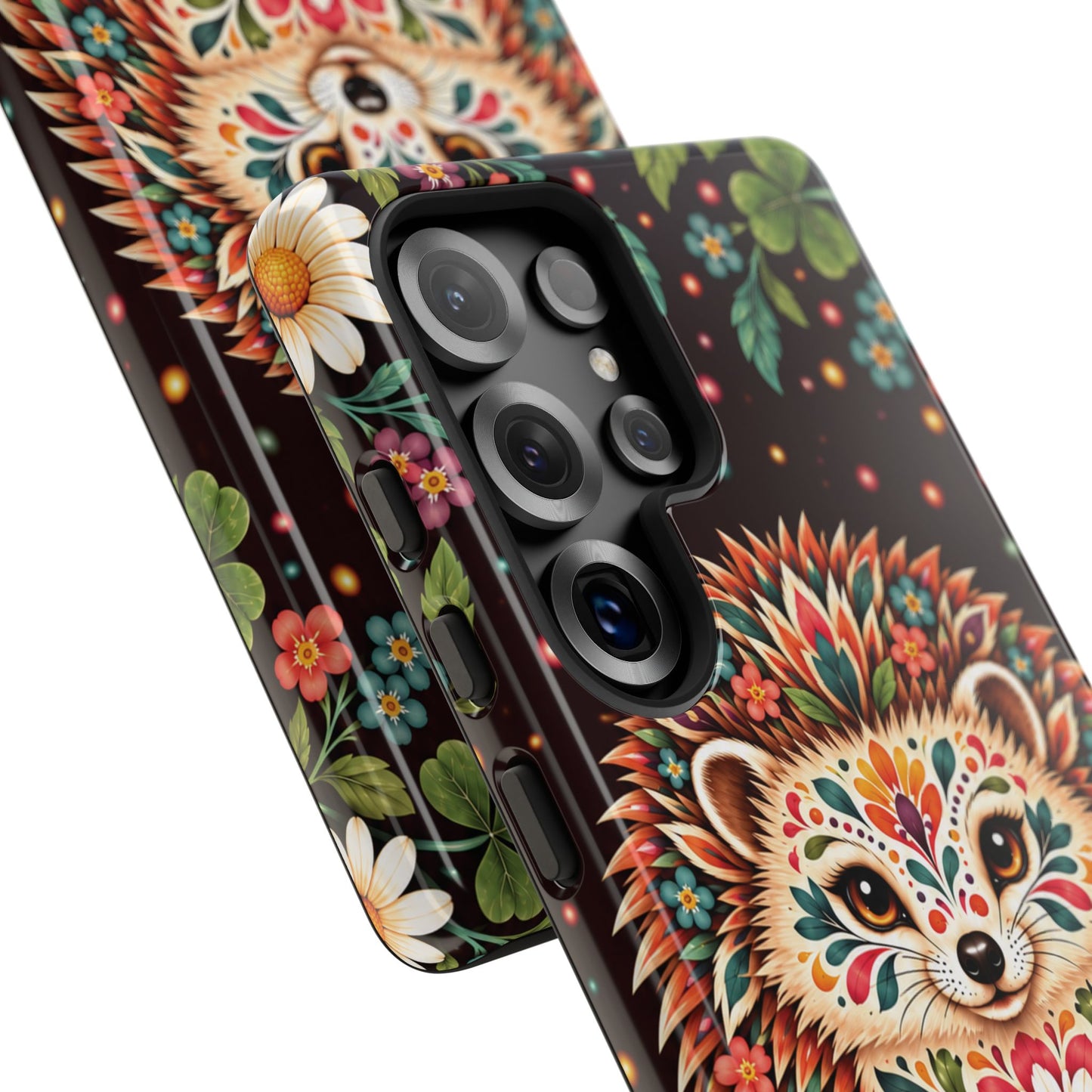 Vibrant Terracotta and Teal Calavera Hedgehog Phone Case - Multicolor Phone Case