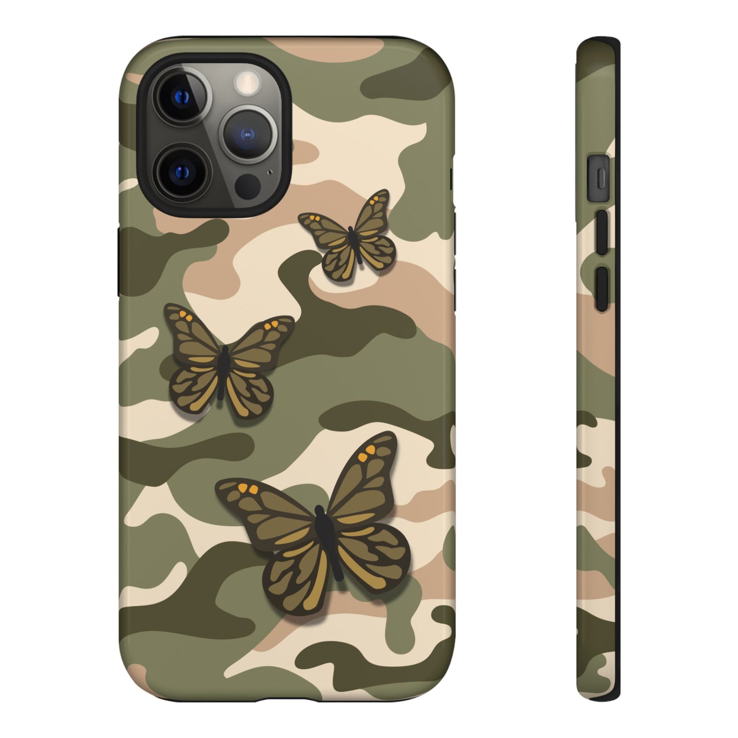 iPhone 12 Pro Max / Glossy Phone Case - Green Butterfly Camo Phone Case