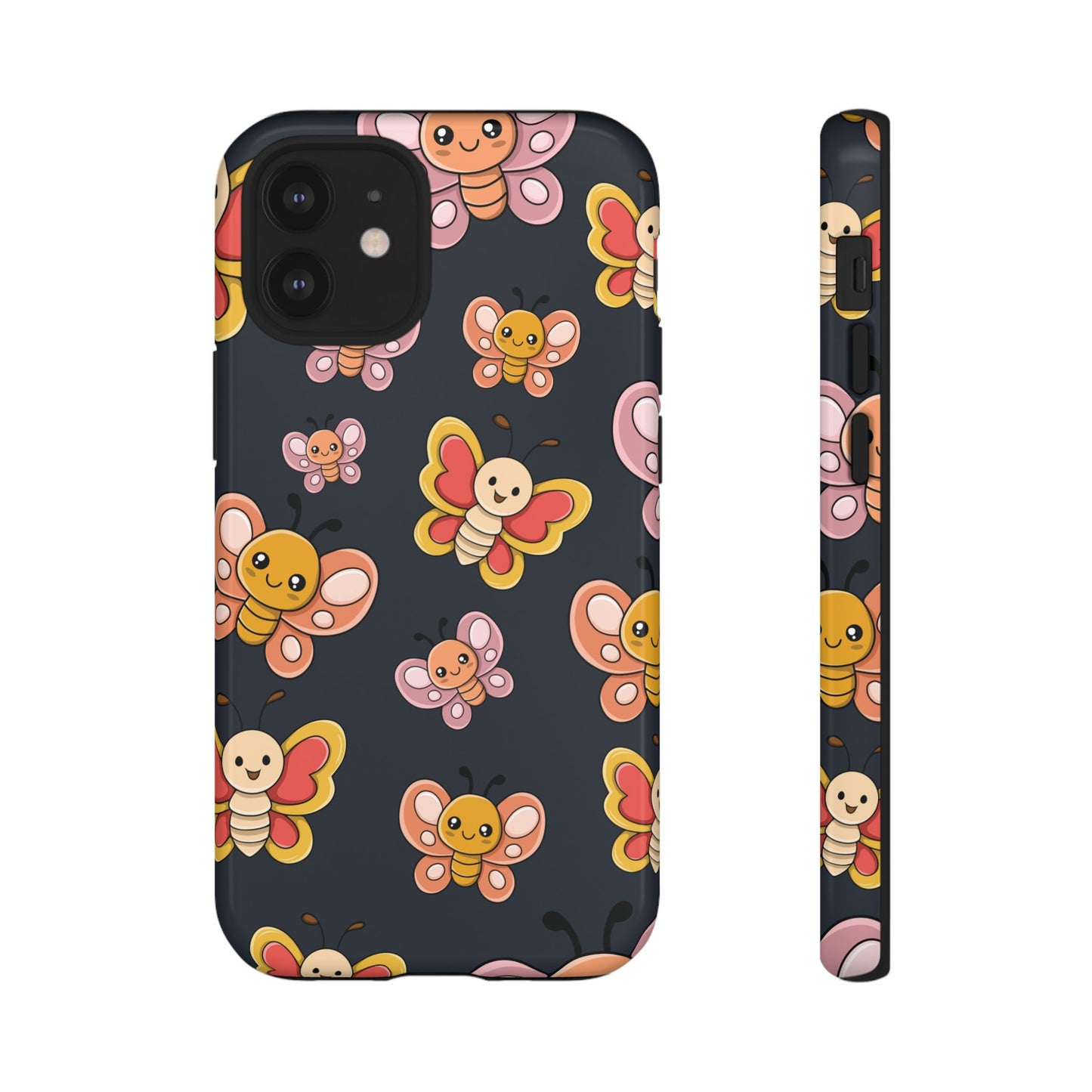 Grey Butterfly Sticker Design Phone Case - Grey Phone Case - iPhone 12 Mini / Glossy