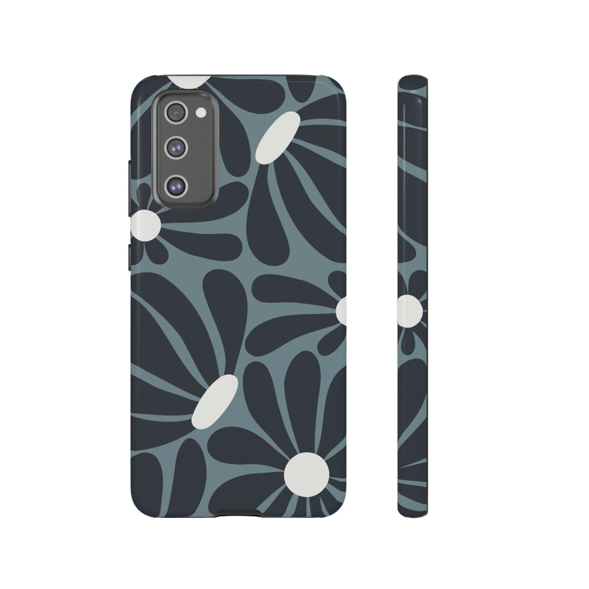 Retro Navy Blue & White Daisy Pattern Phone Case - Blue Phone Case - Samsung Galaxy S20 FE / Glossy